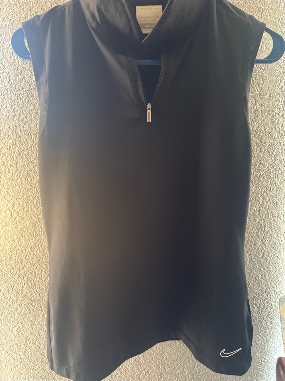 Nike Black Sleeveless Zip Mock-Neck Tank Top